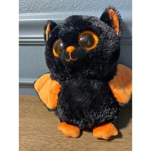 Ty Beanie Boos Midnight Bat Black Orange Big Eyes Plush Stuffed Animal Halloween